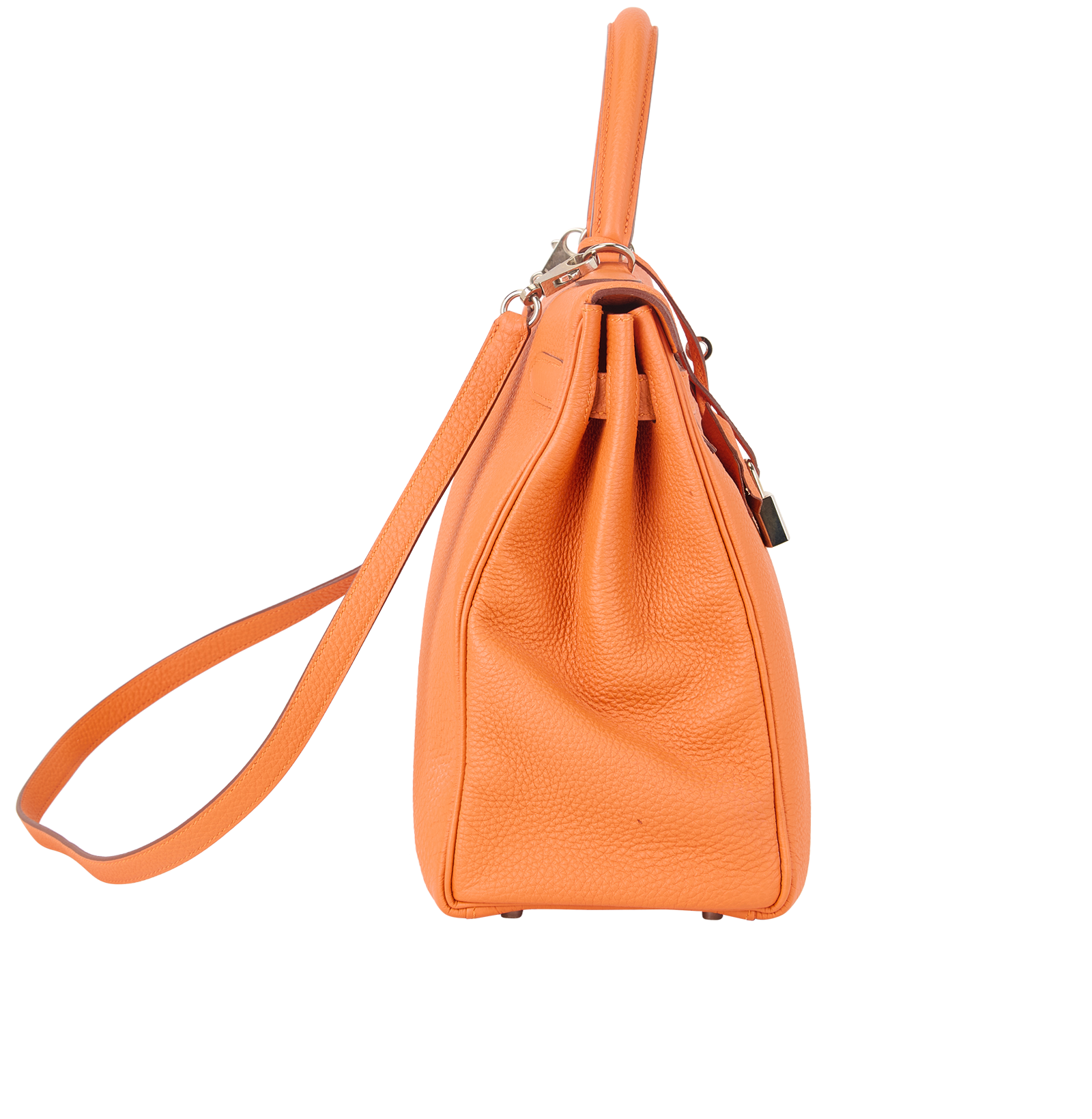 Kelly 35 In Orange Togo Leather, &pound;8,300, Handbags, Orange, Leather, Side view